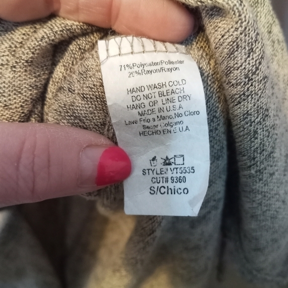 Taupe Lightweight Stretchy Sweater Elbow Patches Back Buttons Size Small - Picture 11 of 12